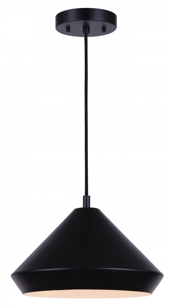 Byck 1 Light Pendant, Black Finish