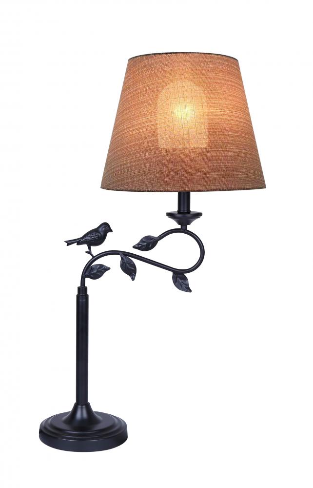 1 Lt Outdoor Table Lamp, Natural Fabric Shade, 100W Type A, On-Off on Socket