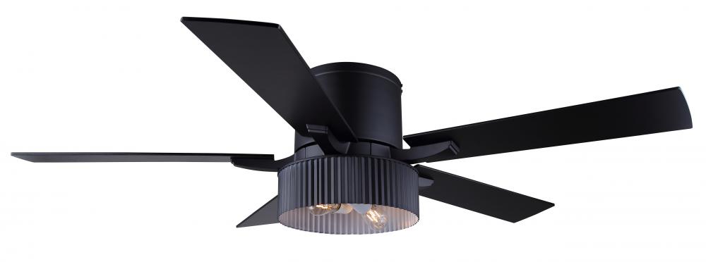 Rexton 52" Indoor Standard Matte Black Ceiling Fan w/ Vintage LED Bulbs Included w/ Remote Inclu