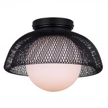 Canarm IPL2028B01BK - Emerich 60-Watt 1 Light Matte Black Modern Pendant with Flat Opal Glass Shade