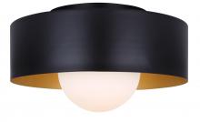 Canarm IFM1150A13BK - DAYLON 12.625 in. 1-Lt 60-Watt Contemporary Black Flush Mount with Matte Black with Gold Metal Shade