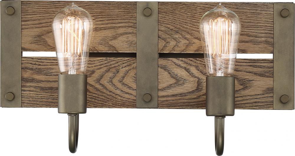 Winchester - 2 Light Pendant with Aged Wood - Bronze Finish