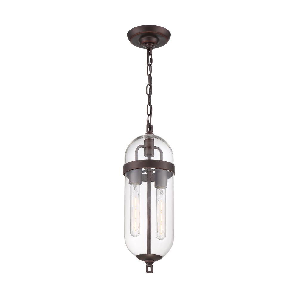 Fathom - 2 Light Pendant - with Clear Glass - Mahogany Bronze Finish