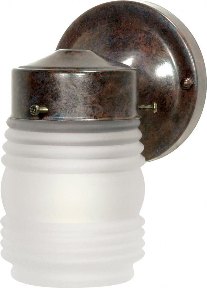 1 Light - 6" Mason Jar with Frosted Glass - Old Bronze Finish