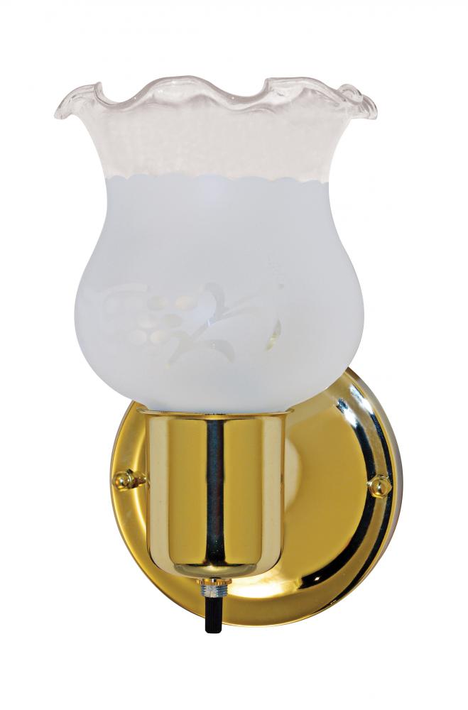 1 Light - 5" Vanity with Frosted Grape Glass and On-Off Switch - Polished Brass Finish