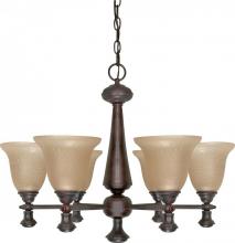 Nuvo 60/100 - 6-Light 26" Old Bronze Chandelier with Amber Water Glass