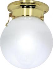 Nuvo 60/295 - 1 Light - 8" Flush with White Glass and Pull Chain Switch - Polished Brass Finish