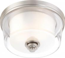 Nuvo 60/4651 - Decker - 2 Light Medium Flush with Clear & Frosted Glass - Brushed Nickel Finish