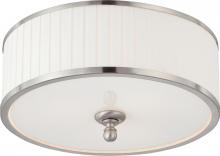 Nuvo 60/4741 - Candice - 3 Light Flush Dome with Pleated White Shade - Brushed Nickel Finish