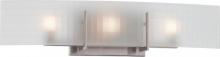 Nuvo 60/5187 - Yogi - 3 Light Halogen Vanity with Etched Frosted Glass - Brushed Nickel Finish