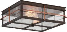 Nuvo 60/5834 - Howell - 2 Light Flush with Clear Seeded Glass - Bronze Finish with Copper accents