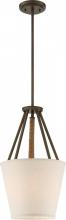 Nuvo 60/5897 - Seneca - 3 Light 12'' Pendant with Beige Linen Fabric Shade - Aged Bronze Finish with Rope
