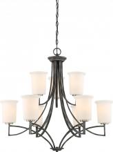 Nuvo 60/6379 - Chester - 9 Light Chandelier with White Glass - Iron Black with Brushed Nickel Accents