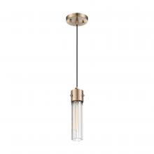 Nuvo 60/6712 - Eaves - 1 Light Pendant - with Clear Ribbed Glass - Copper Brushed Brass Finish