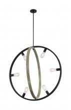 Nuvo 60/6986 - Augusta - 6 Light Pendant with- Black and Wood Finish