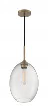 Nuvo 60/7017 - Aria - 1 Light Pendant with Seeded Glass - Burnished Brass Finish