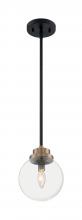 Nuvo 60/7121 - Axis - 1 Light Pendant with Clear Glass - Matte Black and Brass Accents Finish