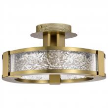 Nuvo 62/2011 - Darrow; 13 Inch LED Semi Flush; Vintage Brass; Acrylic Panels