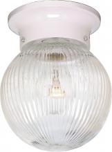 Nuvo SF76/257 - 1 Light - 6" Flush with Clear Ribbed Glass - White Finish