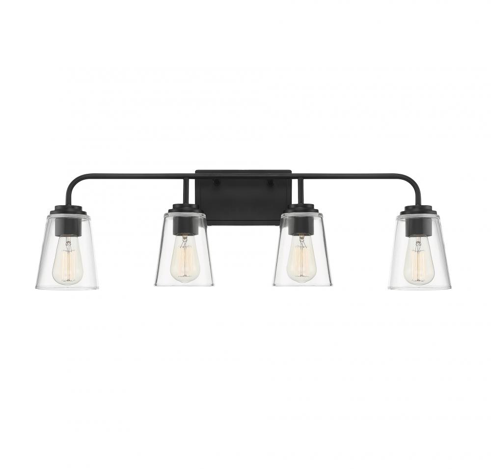 4-Light Bathroom Vanity Light in Matte Black