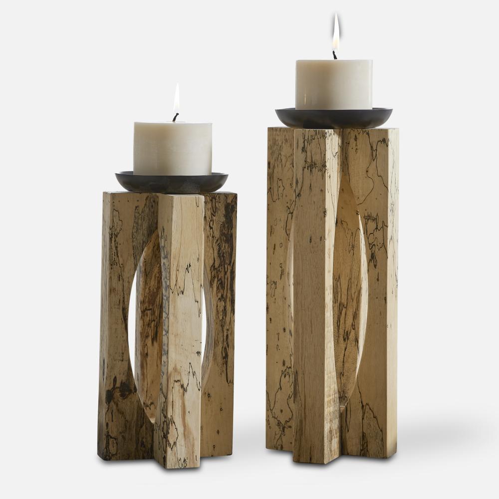 Uttermost Ilva Wood Candleholders Set/2