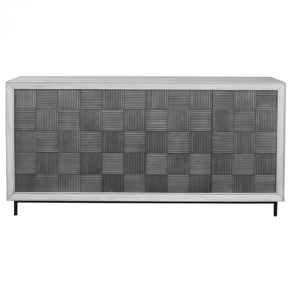 Uttermost Checkerboard 4 Door Gray Cabinet