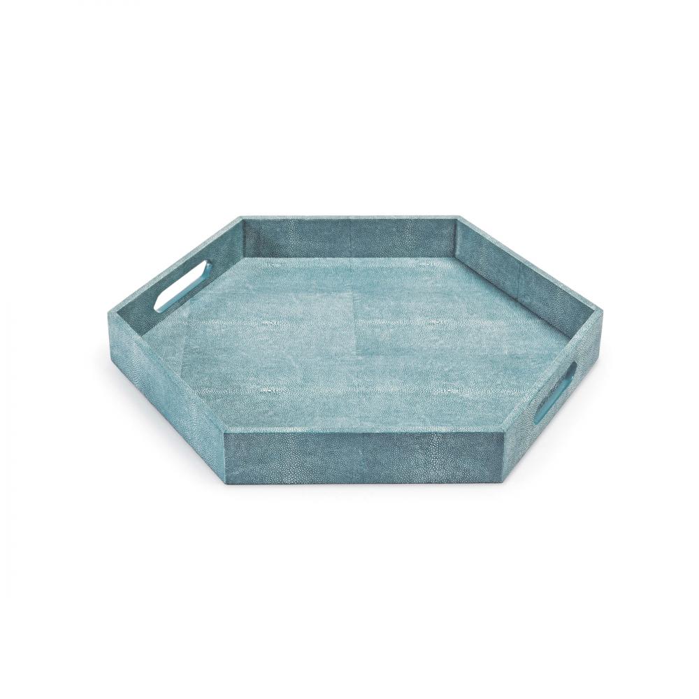 Regina Andrew Shagreen Hex Tray (Turquoise)