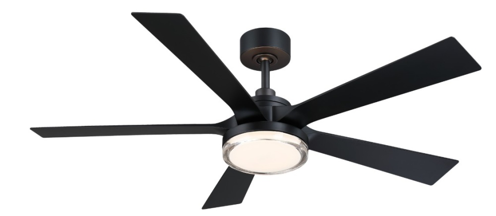 TorchAire 52 inch Indoor/Outdoor Ceiling Fan with LED CCT Select Light Kit - Black with Black Blades