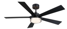 Fanimation FPD8570BL - TorchAire 52 inch Indoor/Outdoor Ceiling Fan with LED CCT Select Light Kit - Black with Black Blades