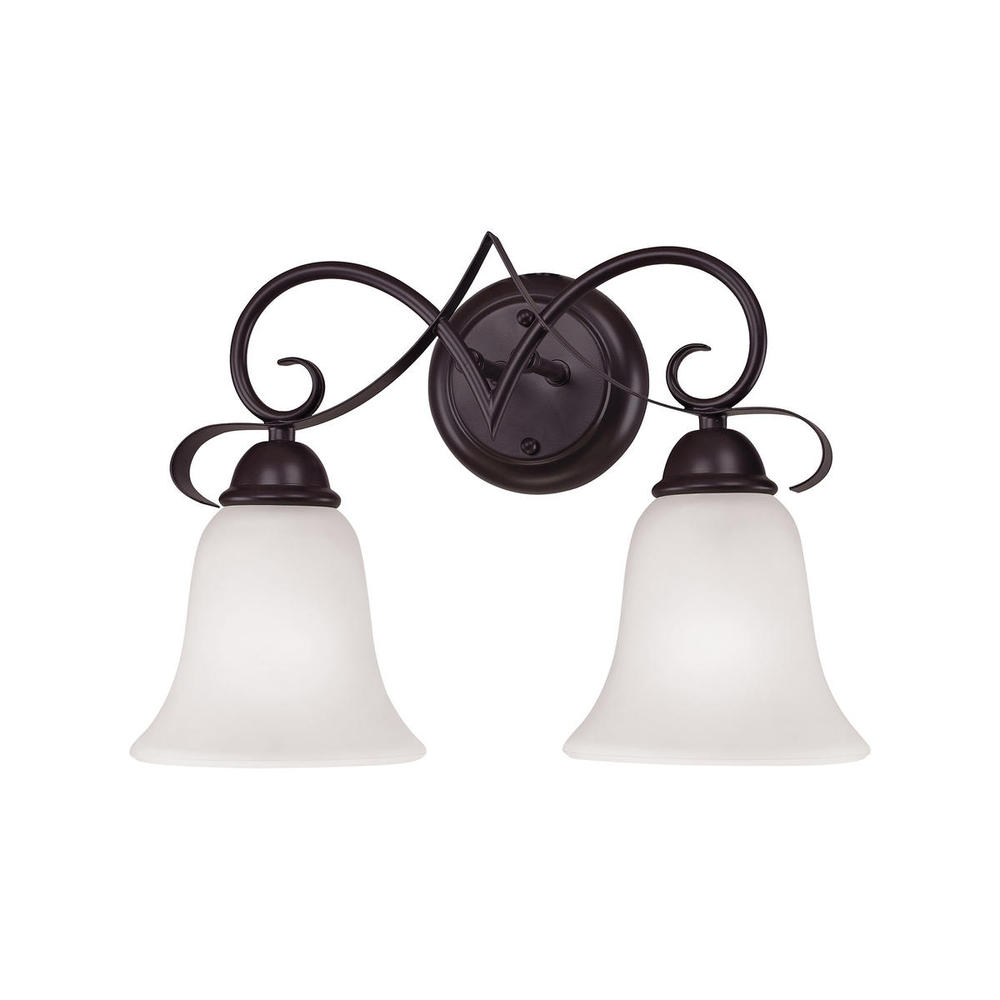 Thomas - Brighton 2-Light Vanity Light in Oil Rubbed Bronze with White Glass