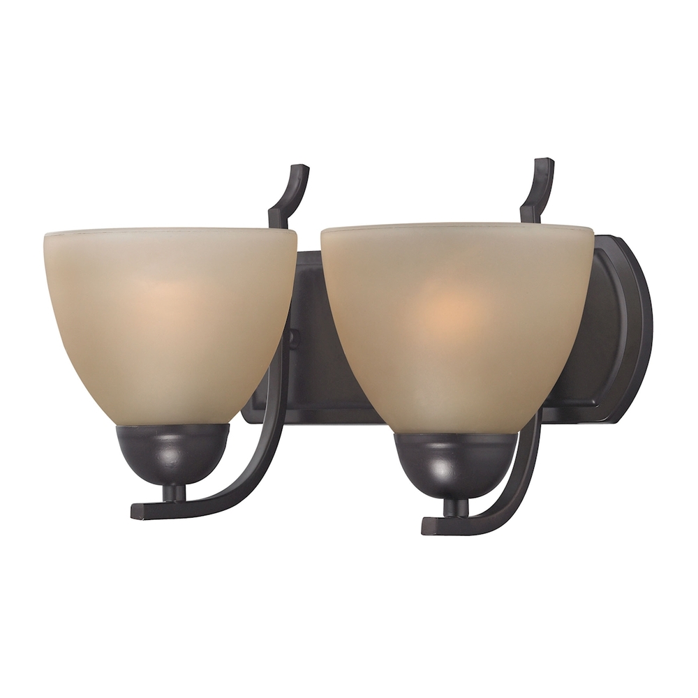 Thomas - Kingston 2-Light Vanity Light in Oil Rubbed Bronze with Cafe Tint Glass