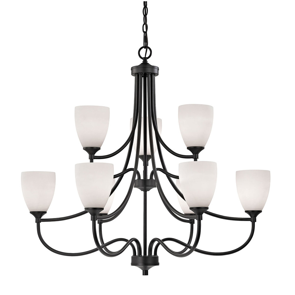 Thomas - Arlington 9-Light Chandelier in Oil Rubbed Bronze with White Glass