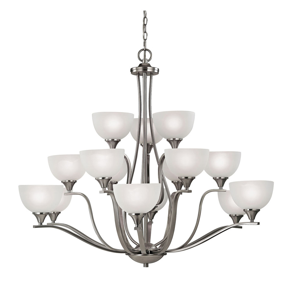 Thomas - Bristol Lane 15-Light Chandelier in Oil Rubbed Bronze with White Glass