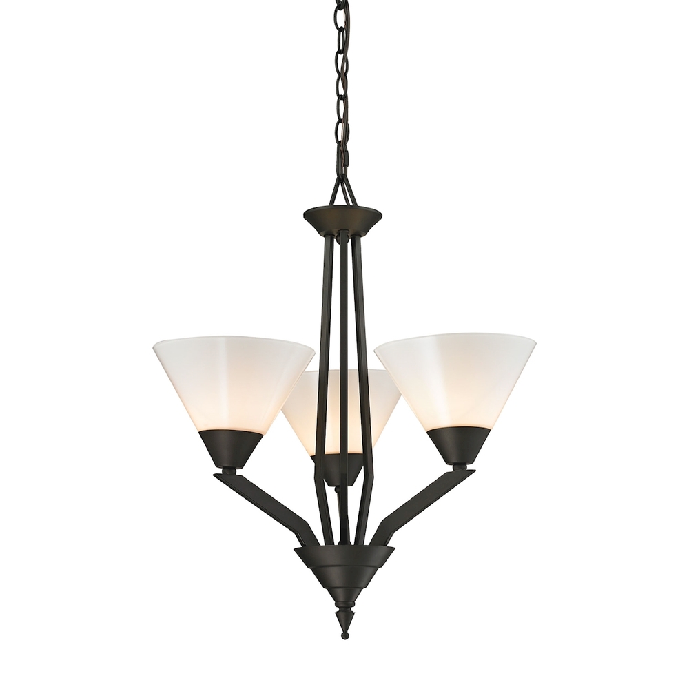 Thomas - Tribecca 3-Light Chandelier in Oil Rubbed Bronze with White Glass