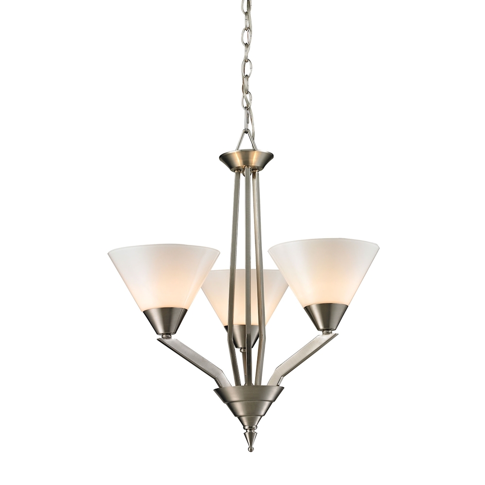 Thomas - Tribecca 3-Light Chandelier in Brushed Nickel with White Glass