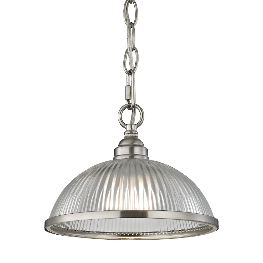 Thomas - Liberty Park 1-Light Flush Mount in Brushed Nickel with Prismatic Clear Glass