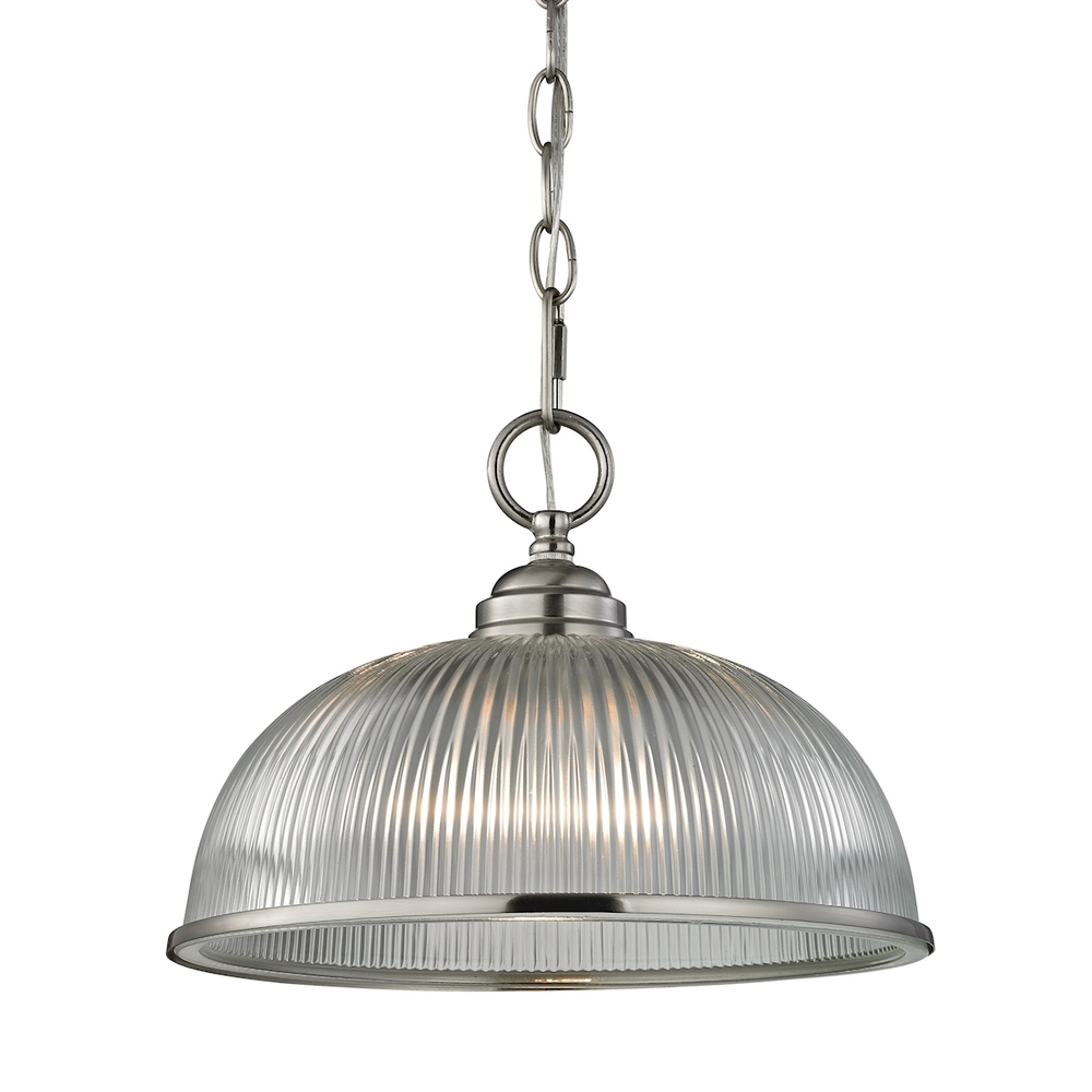 Thomas - Liberty Park 1-Light Mini Pendant in Brushed Nickel with Prismatic Clear Glass
