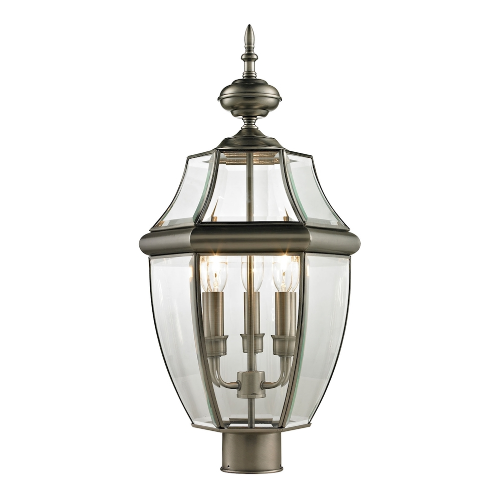 Thomas - Ashford 23'' High 3-Light Outdoor Post Light - Antique Nickel