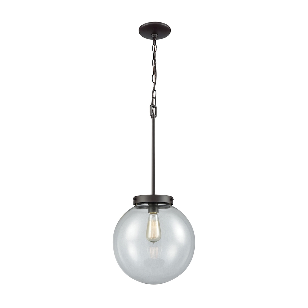 Thomas - Beckett 12'' Wide 1-Light Mini Pendant - Oil Rubbed Bronze with Clear Glass