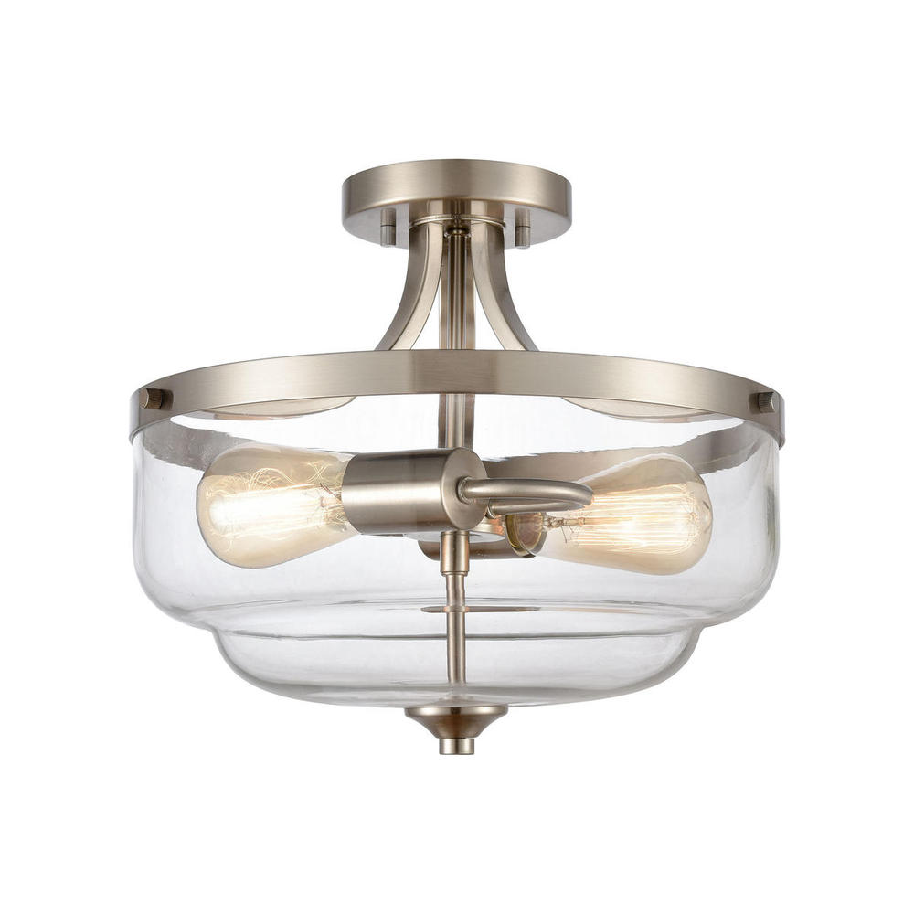 Thomas - Calistoga 13'' Wide 2-Light Semi Flush Mount - Brushed Nickel