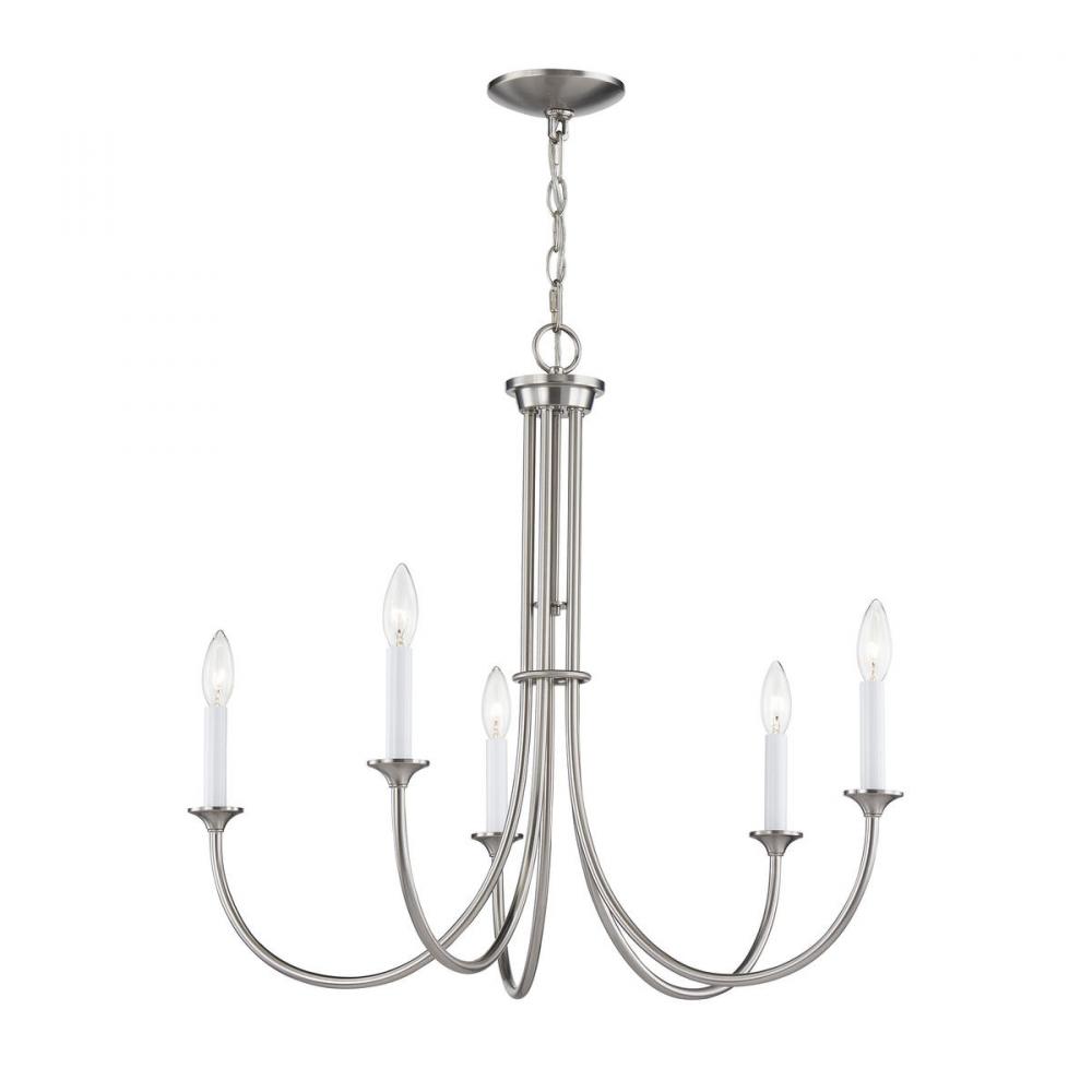 Thomas - Meadowview 28'' Wide 5-Light Chandelier - Brushed Nickel