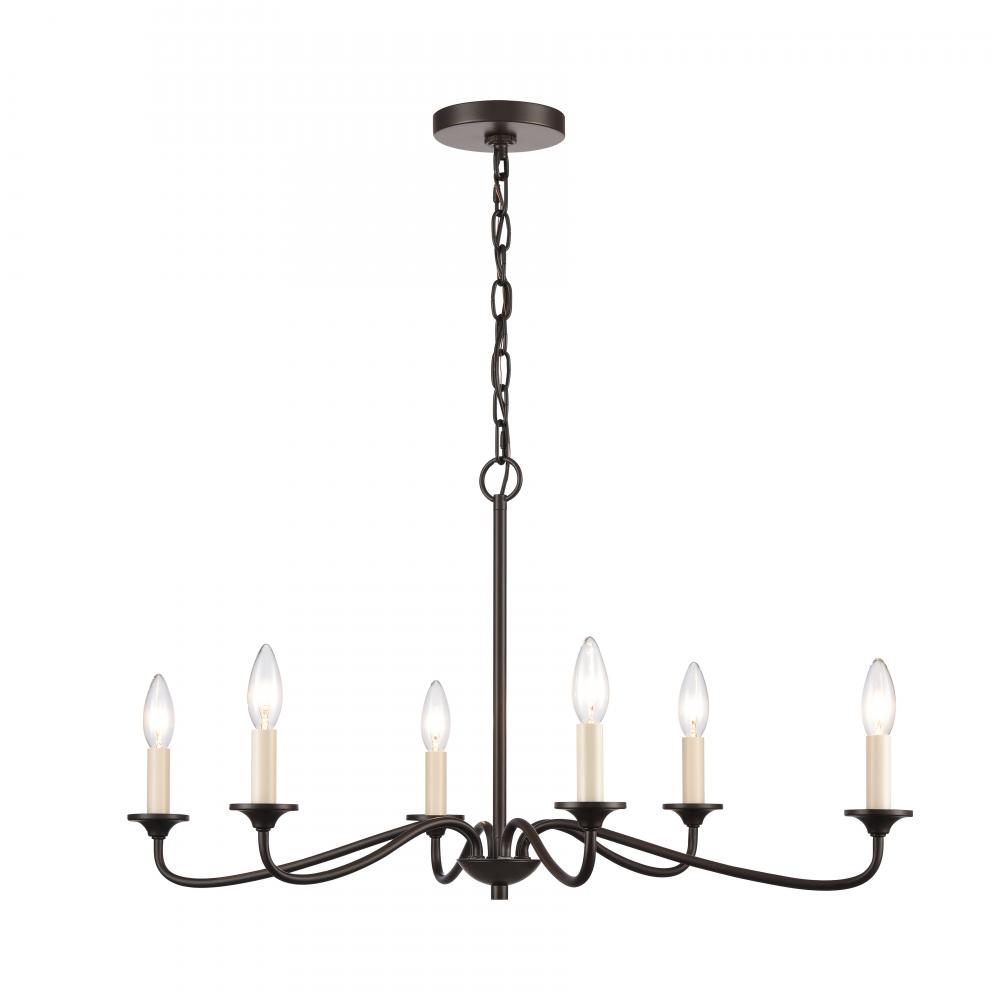 Quinn 30'' Wide 6-Light Chandelier - Old Bronze