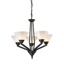 ELK Home 2455CH/10 - Thomas - Tribecca 5-Light Chandelier in Oil Rubbed Bronze with White Glass